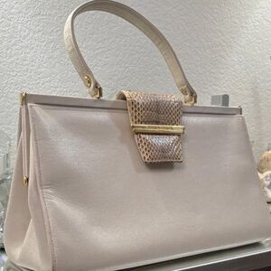 CYBER SPECIAL Andrea PFISTER Italian Handbag with Genuine Snakeskin Flap